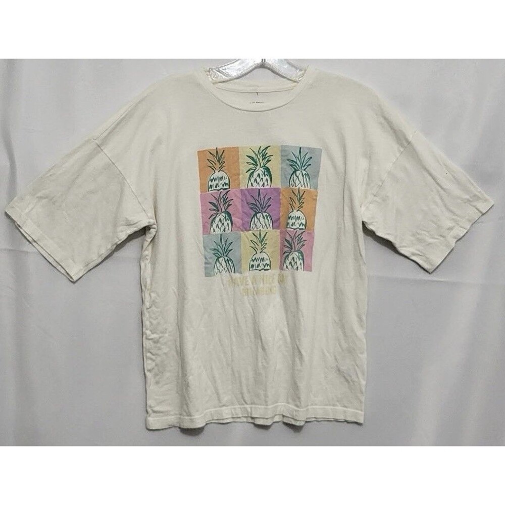 Billabong Mens L White Pineapple Graphic Tee Have A Nice Day Shirt
